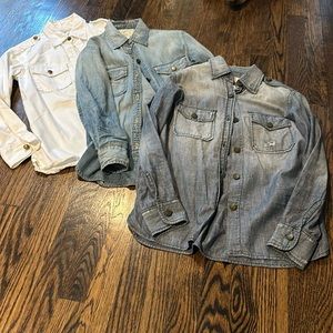 One current Elliott denim shirt. Only middle item available.